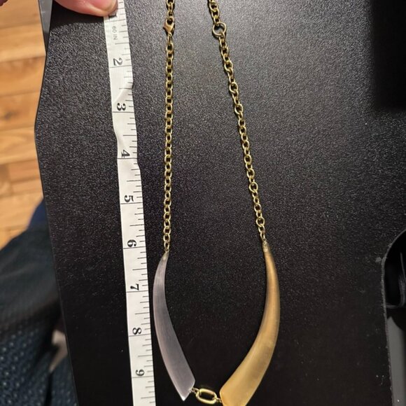 Alexis Bittar Lucite Statement Necklace Gold Silver Signed - Picture 4 of 9